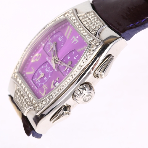 1075 - TECHNOMARINE - a lady's stainless steel Diamond quartz chronograph wristwatch, purple dial with Arab... 