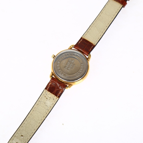 1077 - EMERICH MEERSON - a lady's gold plated stainless steel Officer's style quartz wristwatch, white dial... 