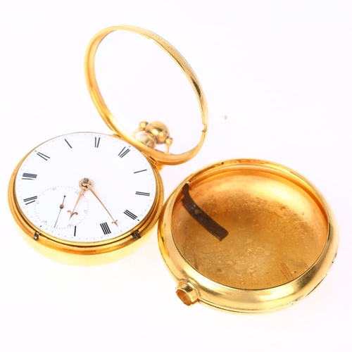 1088 - A 19th century gold plated pair-cased open-face key-wind Verge pocket watch, by Robert Swan of Londo... 