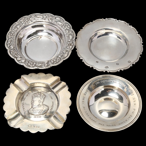 1684 - 4 silver dishes, including Egyptian example and Armada dish, largest 10cm, 7oz total