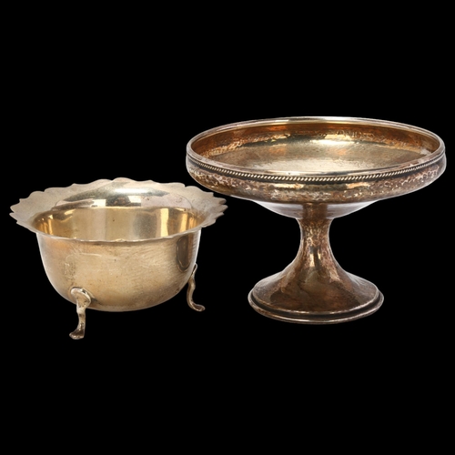 1692 - A George V silver pedestal bon bon dish and a silver sugar bowl, largest diameter 12.5cm, 5oz total ... 