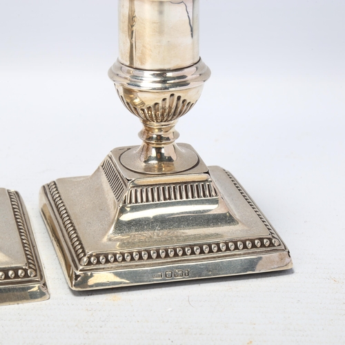 1694 - A pair of Edwardian silver squat table candlesticks, Harrison Brothers & Howson, Sheffield 1901, 9cm... 