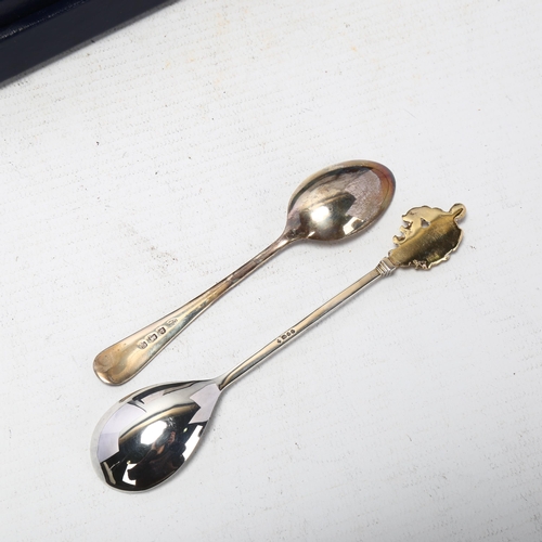 1710 - An Elizabeth II silver St James's House Collection spoon, 13.5cm, and a cased set of 6 silver teaspo... 