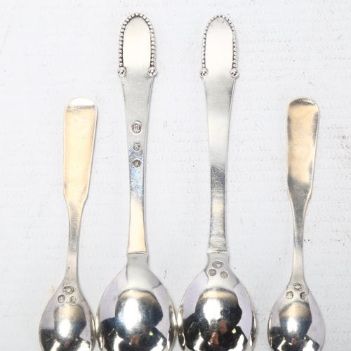 1715 - GEORG JENSEN - a pair of Art Deco Danish silver Kugel pattern mustard spoons, and a pair of Perl pat... 