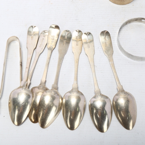 1718 - Various silver, including Fiddle pattern grapefruit spoons, napkin ring etc, 6.7oz weighable