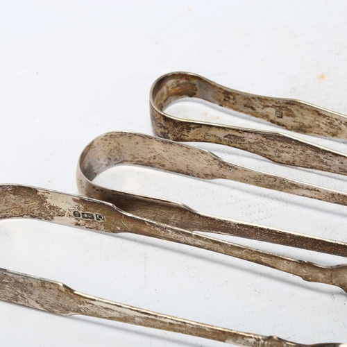 1719 - 4 pairs of silver sugar tongs, including George III, largest 14cm, 3.9oz total