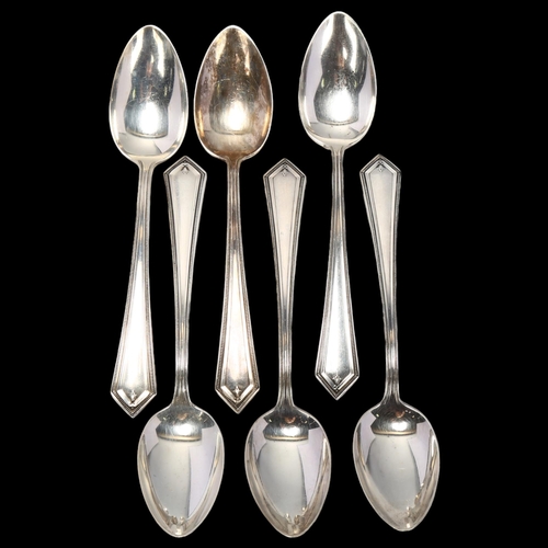 1720 - A set of 6 American sterling silver teaspoons, Alvin, 14.5cm, 4oz total