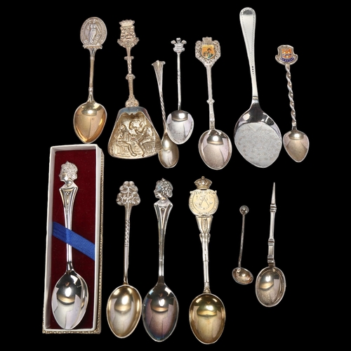 1721 - Various silver spoons, including Durham Light Infantry Rifle example, 4.8oz total