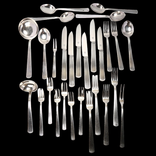 1728 - Various Swedish modernist silver plated cutlery, by Kosmos,  including sauce ladle, pastry forks etc