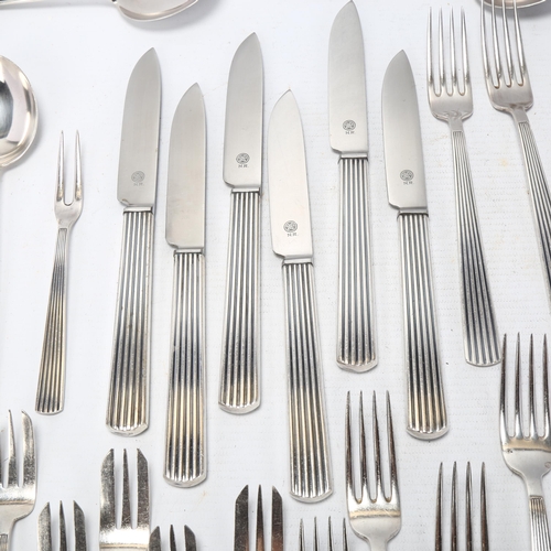 1728 - Various Swedish modernist silver plated cutlery, by Kosmos,  including sauce ladle, pastry forks etc