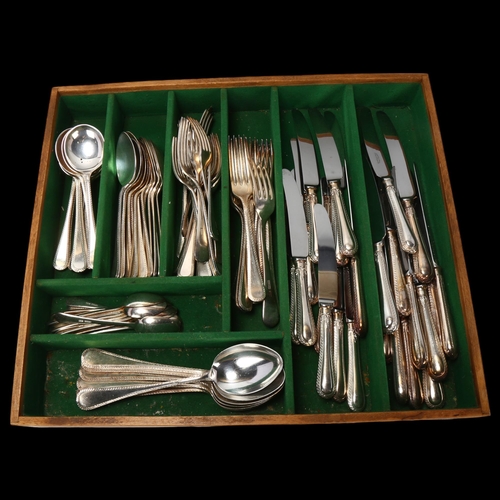 1730 - HARRODS - a canteen of silver plated feather-edge Old English pattern cutlery, including dinner fork... 