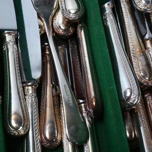 1730 - HARRODS - a canteen of silver plated feather-edge Old English pattern cutlery, including dinner fork... 