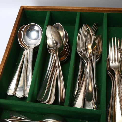 1730 - HARRODS - a canteen of silver plated feather-edge Old English pattern cutlery, including dinner fork... 