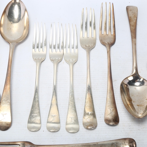 1732 - Various George III silver Old English pattern flatware, 22.3oz total