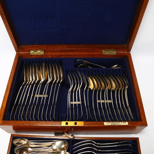 1734 - A canteen of 19th century matched silver Fiddle pattern flatware, various makers and dates, includin... 