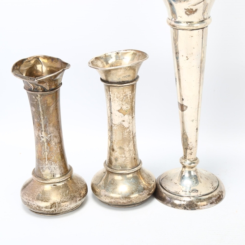 1736 - 7 silver bud vases, including Indian pair, largest 24cm, loaded bases