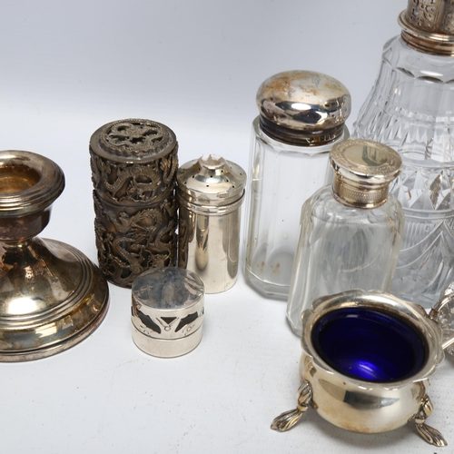 1739 - Various silver, including tankard mustard pot, cruet set, Arabic photo frame, etc, 10.9oz weighable