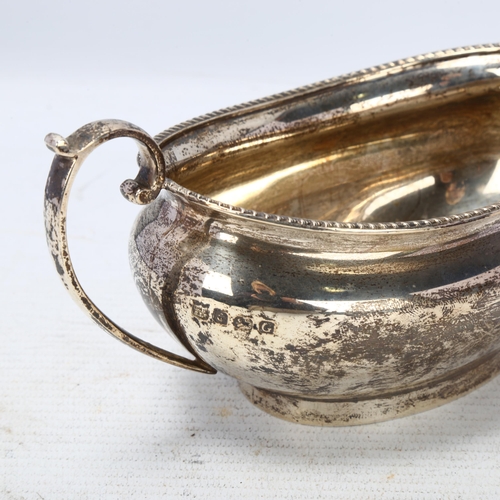 1773 - A George V silver 2-handled sugar bowl, Barker Brothers & Sons Ltd, Birmingham 1931, oval bulbous fo... 