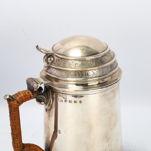 1774 - ELKINGTON & CO - a Victorian Aesthetic Movement silver side-pouring lidded tankard, Birmingham 1867,... 