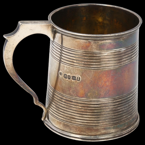 1779 - A George IV silver half pint christening mug, Charles Fox, London 1828, tapered cylindrical form, wi... 