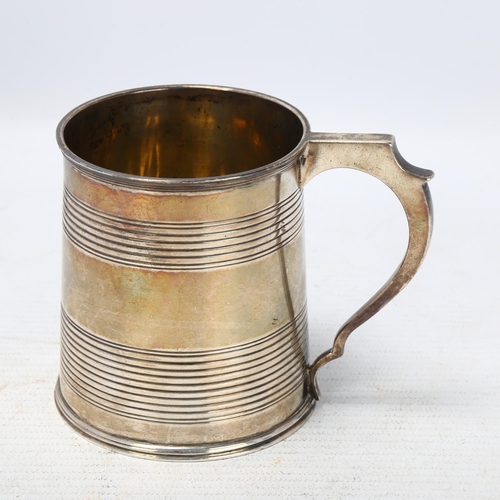 1779 - A George IV silver half pint christening mug, Charles Fox, London 1828, tapered cylindrical form, wi... 