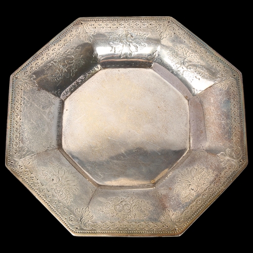 1792 - A Victorian octagonal silver salver, Barnard & Sons Ltd, London 1874, retailed by Hall & Co of Manch... 