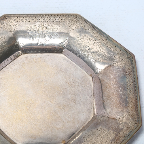 1792 - A Victorian octagonal silver salver, Barnard & Sons Ltd, London 1874, retailed by Hall & Co of Manch... 