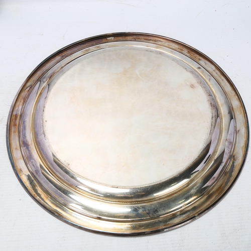 1797 - A German circular 800 silver salver, engine turned decoration, military inscription 