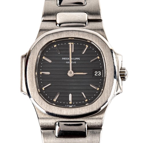 413 - PATEK PHILIPPE - a lady's stainless steel Nautilus quartz bracelet watch, ref. 4700/1, circa 1980s, ... 