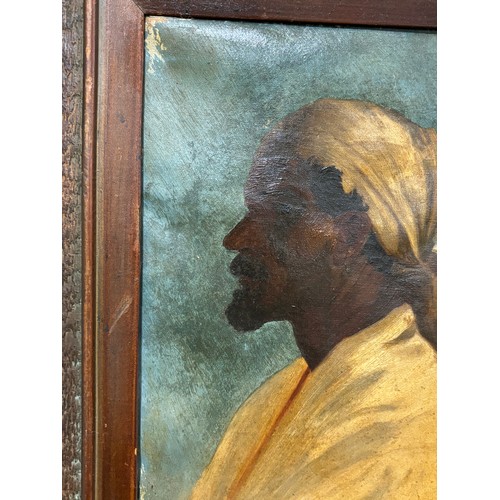 308 - Portrait of an Arab, late 19th/early 20th century oil on canvas, unsigned, 38cm x 26cm, framed