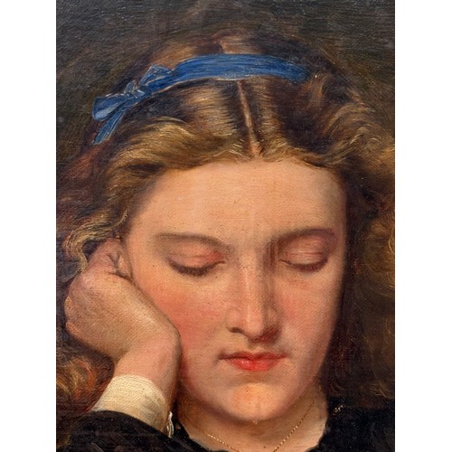 515 - Attributed to John Griffiths (1838-1918), oil on canvas, Girl Reading, 30cm x 24cm, signed, indistin... 