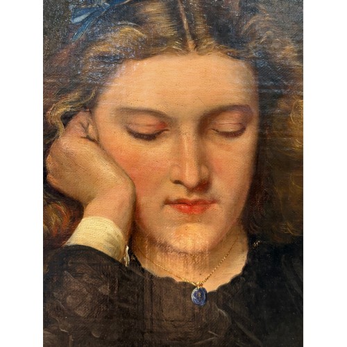 515 - Attributed to John Griffiths (1838-1918), oil on canvas, Girl Reading, 30cm x 24cm, signed, indistin... 