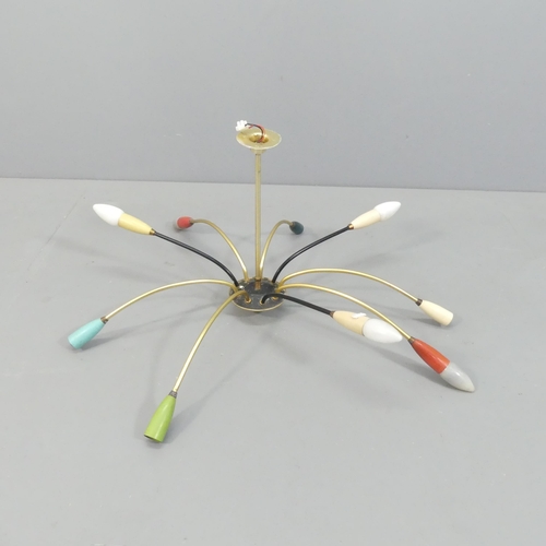 2043 - A mid-century nine arm Atomic Sputnik spider light fitting. Diameter approximately 85cm.