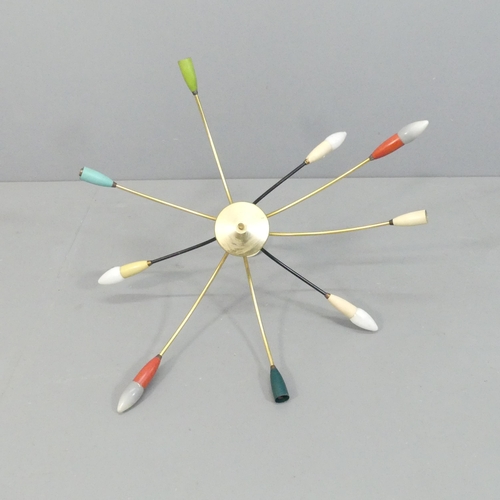 2043 - A mid-century nine arm Atomic Sputnik spider light fitting. Diameter approximately 85cm.