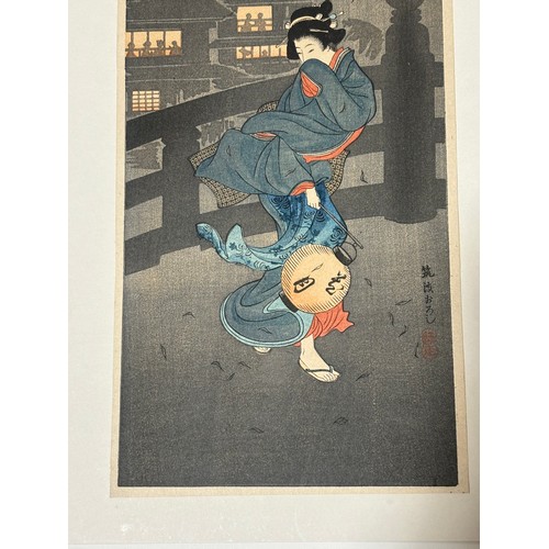 574 - Shotei (Hiroki Takahashi) (1871 - 1945), 2 Japanese colour woodblock prints, cold winter wind, and w... 