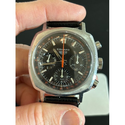 1005 - HEUER - a Vintage stainless steel Camaro mechanical chronograph wristwatch, ref. 7220, circa 1960s, ... 