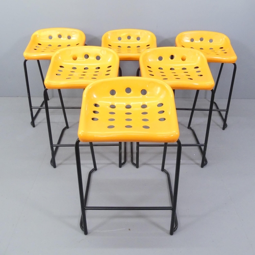 2047 - HILLE - a set of six contemporary Pepperpot stacking school stools. With impressed maker's marks.