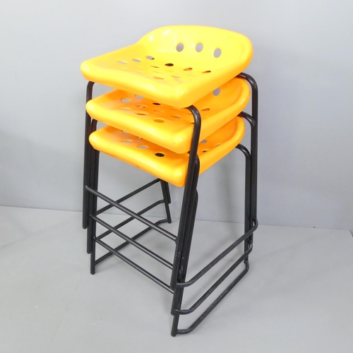 2047 - HILLE - a set of six contemporary Pepperpot stacking school stools. With impressed maker's marks.