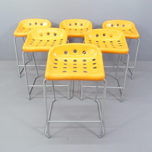 2048 - A set of six contemporary Pepperpot stacking school stools. With impressed maker's marks for BKF Pla... 