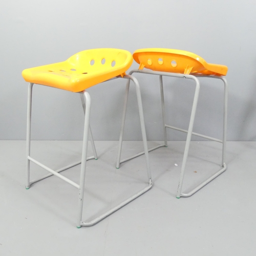 2048 - A set of six contemporary Pepperpot stacking school stools. With impressed maker's marks for BKF Pla... 