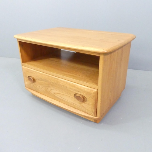 2050 - ERCOL - A Windsor model 1130 corner drop-leaf TV cabinet, with single drawer and maker's button. 73x... 