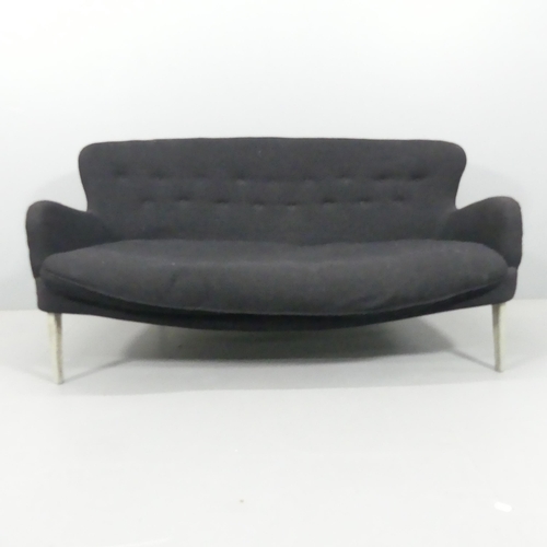 2062 - ERNEST RACE - A mid-century DA1 1st edition sofa with aluminium legs in black boucle upholstery, ca.... 