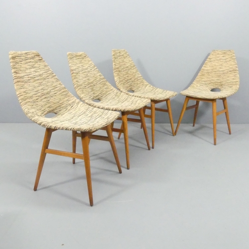 2074 - A set of four mid-century upholstered bent ply dining chairs, model Erika, 1961 by Judit Burian for ... 