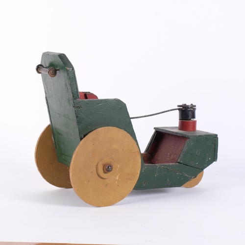 63 - A Vintage scratch-built pull-along wooden children's toy, made by World War I veteran Colonel JFH Sh... 