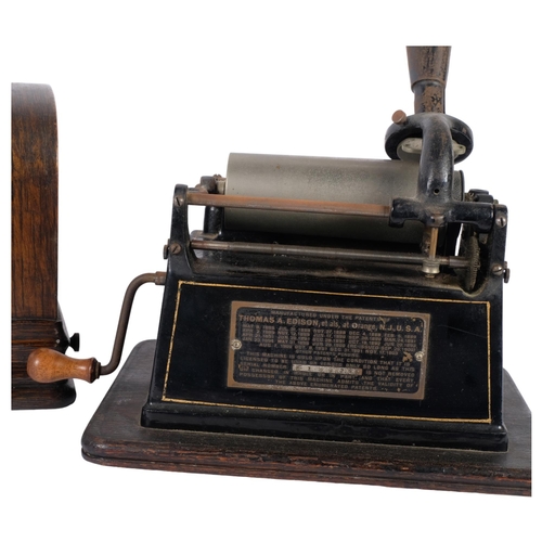 150 - EDISON STANDARD PHONOGRAPH - a Victorian Edison Standard phonograph wax cylinder player, complete wi... 