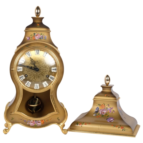 179 - Palis Royal, a painted balloon cased wall clock with 8-day striking clock, complete with wall bracke... 