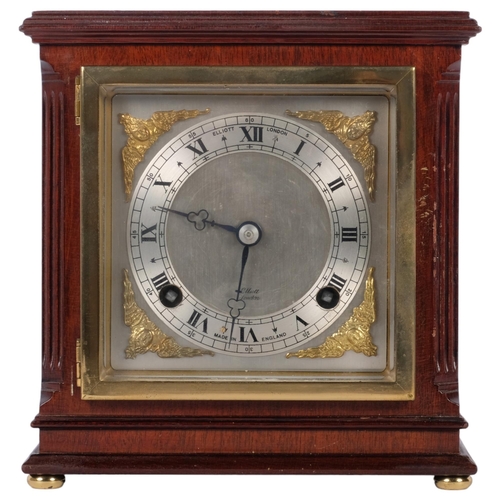 181 - Elliott, London, a stained wood cased 8-day striking mantel clock, H19cm