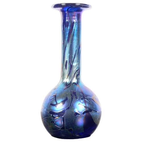 312 - An Art glass iridescent vase, signed to the base, H13.5cm