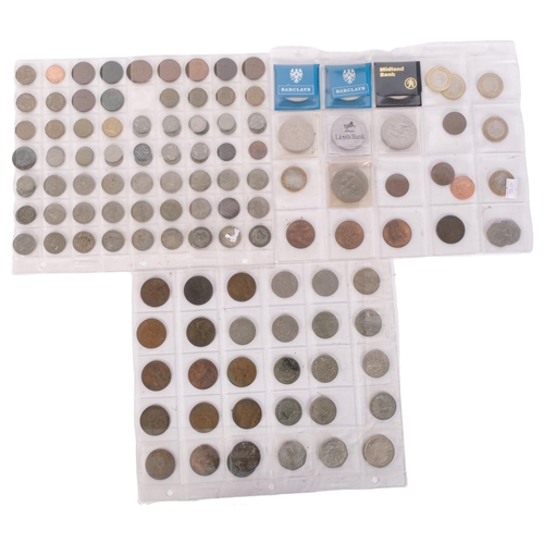 323 - 3 sleeves of pre-decimal English coins (no silver), 6 x £2 coins etc