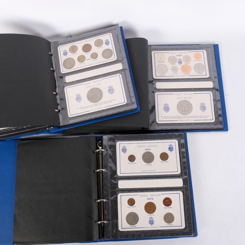 327 - 3 albums of Queen Elizabeth II British coin gift sets, date range 1953 to 1990